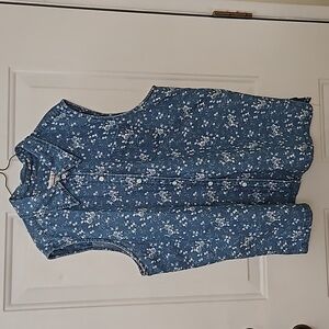 ♥️♥️♥️ Vintage Floral Denim Sleeveless Women's Blouse